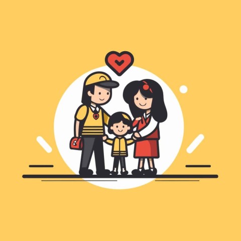 Happy family. Father. mother and son. Flat style vector illustra