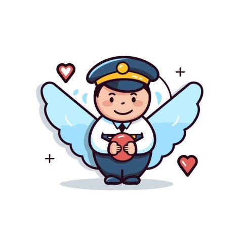 Cute pilot character design. Cute vector illustration in cartoon