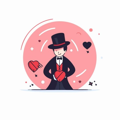 Valentine's day greeting card. Flat style vector illustration.