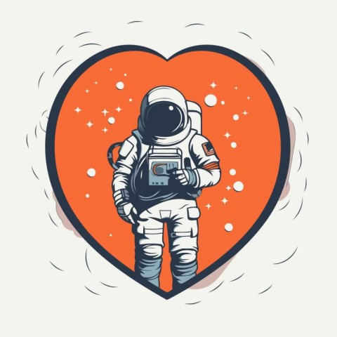 Astronaut in the heart. Vector illustration for your design.