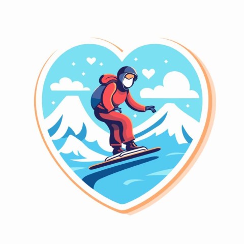 Snowboarder in the form of a heart. Vector illustration.