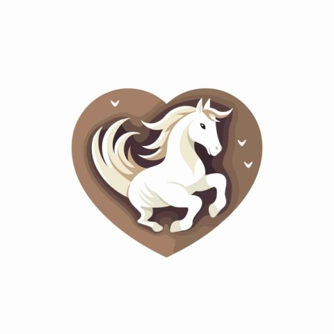 Horse vector icon. Horse with heart on white background. Vector