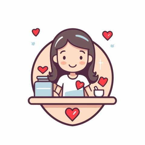 Cute girl in love. valentine's day vector illustration