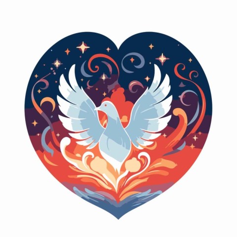 Vector illustration of a heart with a dove in the shape of a hea