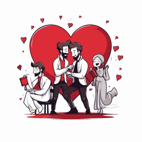 Valentine's Day card with love couple. Vector illustration.