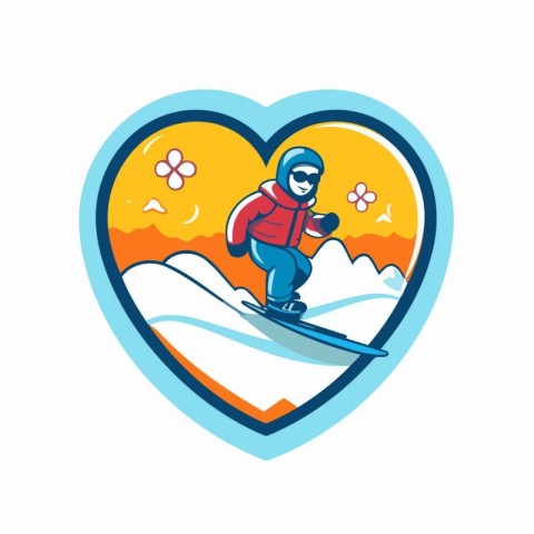 Snowboarder in the form of a heart. Vector illustration.