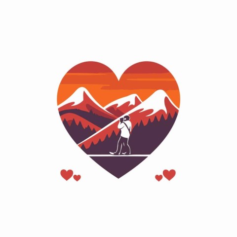 Hiking logo design template. Vector illustration of a hiker in t