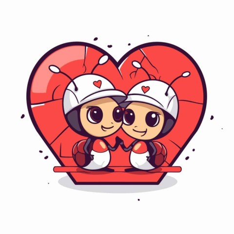 Cute cartoon couple in love. Vector illustration. Valentine's Da