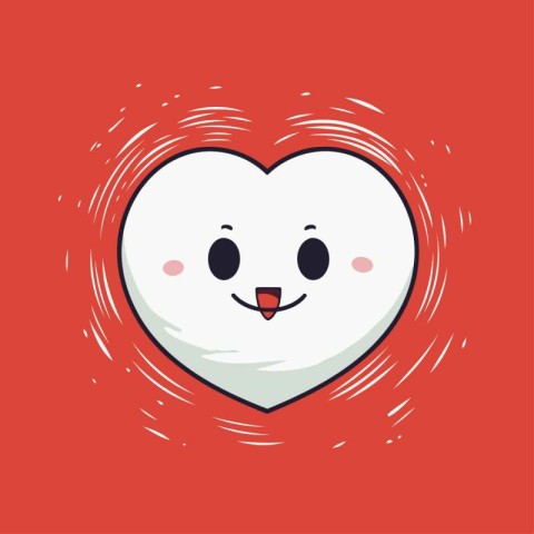 Cute kawaii heart character. Valentines day vector illustration.