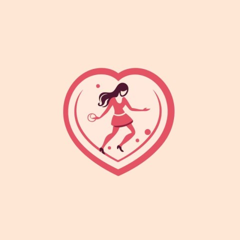 Vector illustration of a girl playing tennis in the shape of a h