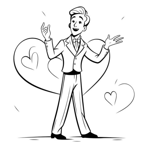 Cartoon illustration of a man holding a heart in his hands.