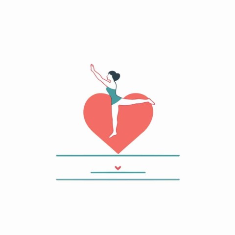 Ballet dancer in heart. Vector illustration in flat style. Isola