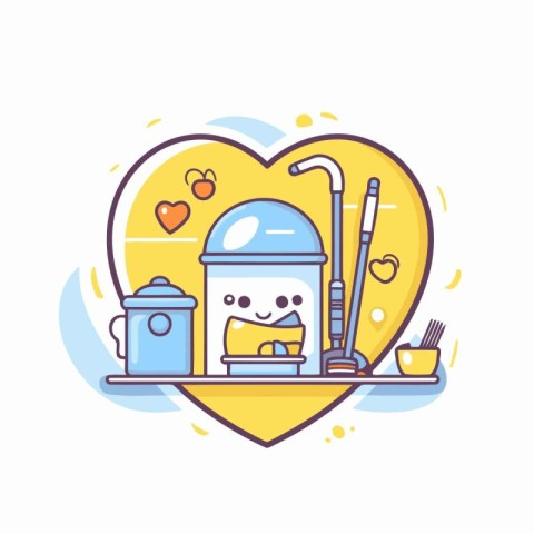 Coffee break flat line icon. Coffee break vector illustration.