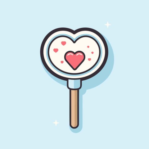 Magnifying glass with heart icon. Vector illustration in flat st