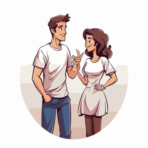 Couple of young people in love. Vector illustration in cartoon s