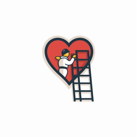 Ladder with heart icon. Stylist vector illustration. Valentine's