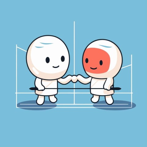 Businessman and businesswoman shaking hands. Vector cartoon char