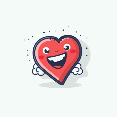 Cute heart character with smiling face. vector cartoon illustrat