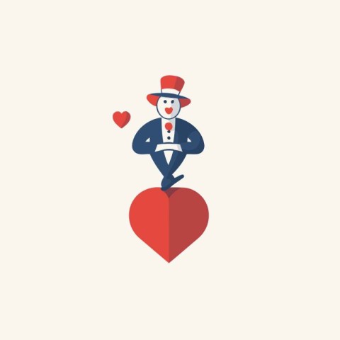 Gentleman with a red heart. Vector illustration in flat style