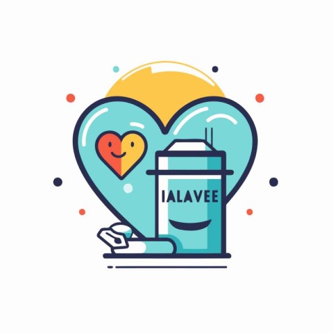 Valentine's day vector line icon with heart and syringe