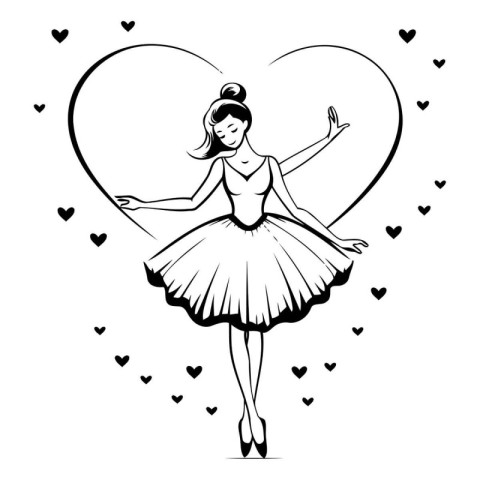 Beautiful ballerina in the form of heart. Vector illustration.