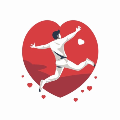 Cupid in the form of heart. Vector illustration in flat style