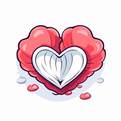 Illustration of Valentine's Day Heart in Cartoon Style on White