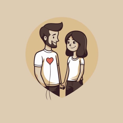 Couple in love. man and woman hugging each other. vector illustr