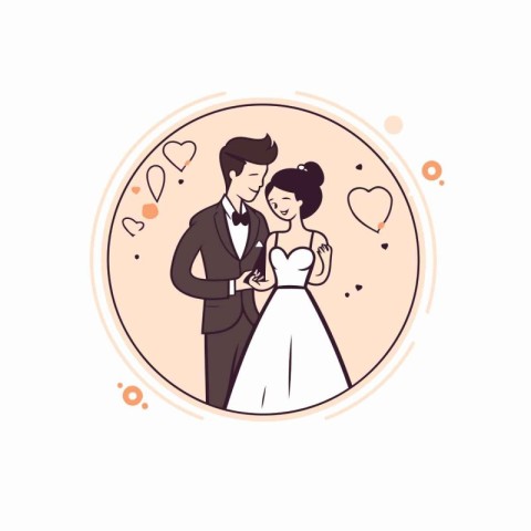 Wedding couple in love. Vector illustration in cartoon style.
