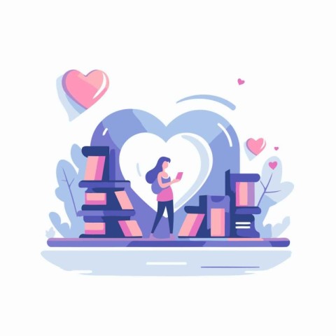 Flat design vector illustration concept of love and valentine's