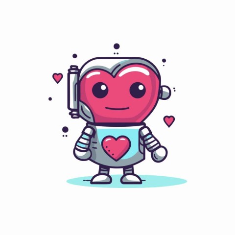 Cute robot in love. Valentine's Day. Vector illustration.