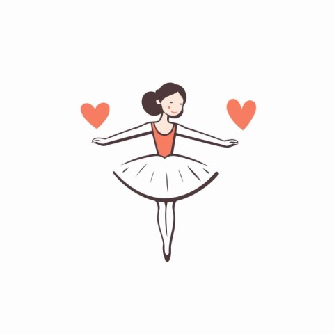 Ballerina in a tutu and hearts. Vector illustration.