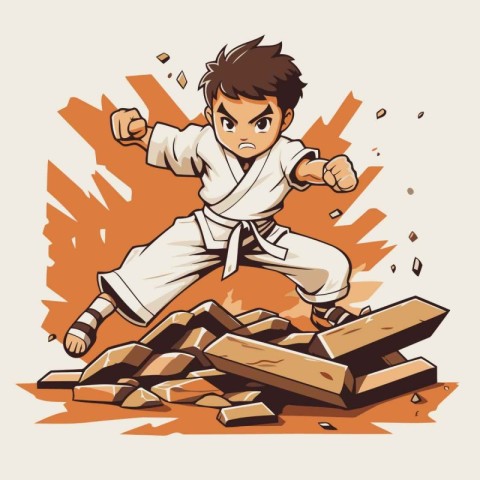 Martial arts fighter. Vector illustration of a cartoon karate ma