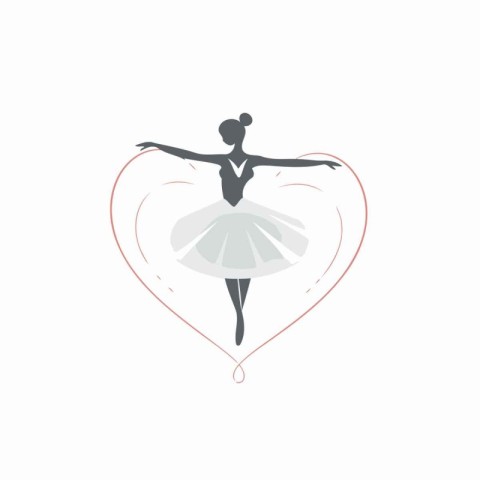 Ballet ballerina in the form of heart. Vector illustration.