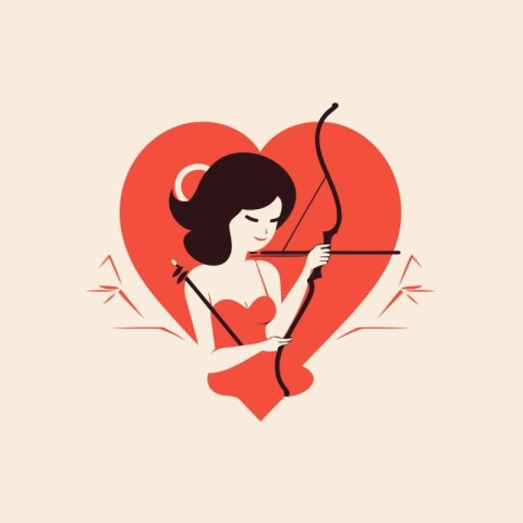 Valentine's day card with cupid. Vector illustration.