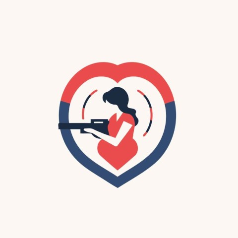 Pregnant woman with gun in the heart. Vector illustration.