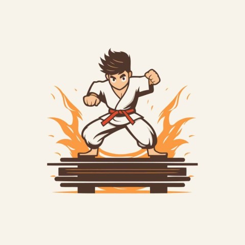 Taekwondo fighter in kimono. Vector illustration.