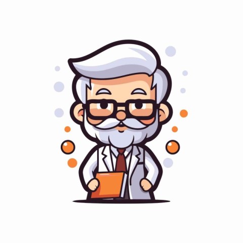 Scientist Cartoon Character Mascot Vector Illustration. Flat Des