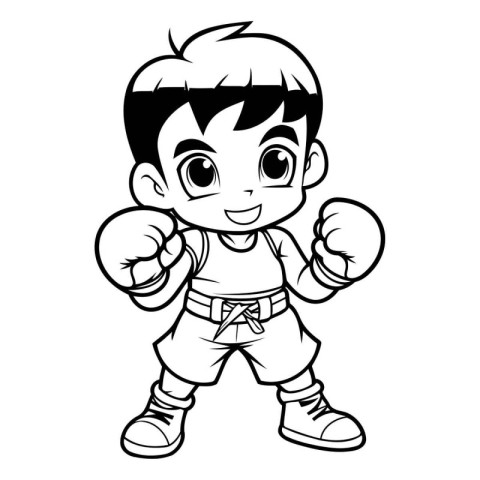 Mascot Illustration of a Kid Boy Boxing Sport Cartoon Character