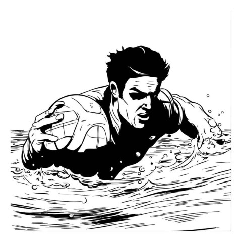 Man swimming in the water. Vector illustration ready for vinyl c