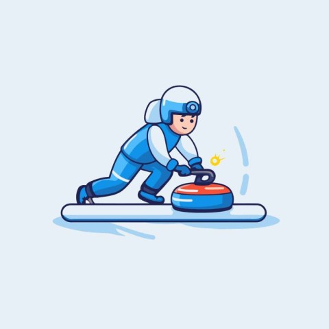 Astronaut on the ice. Vector illustration in flat style.