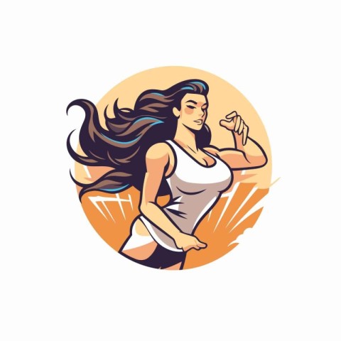 Vector illustration of a running woman in sportswear. side view