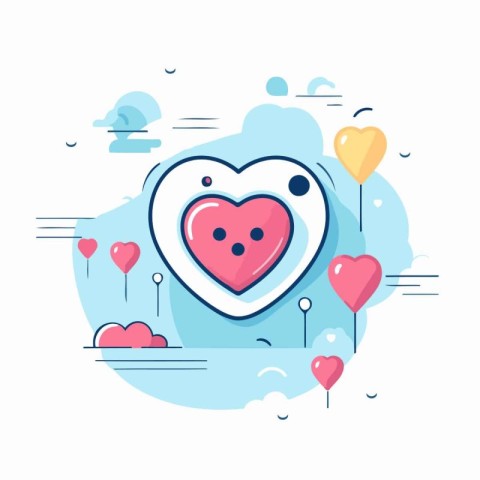 Valentine's day vector illustration. Flat design concept with he