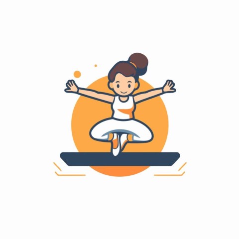 Girl practicing yoga. Healthy lifestyle. Vector illustration in