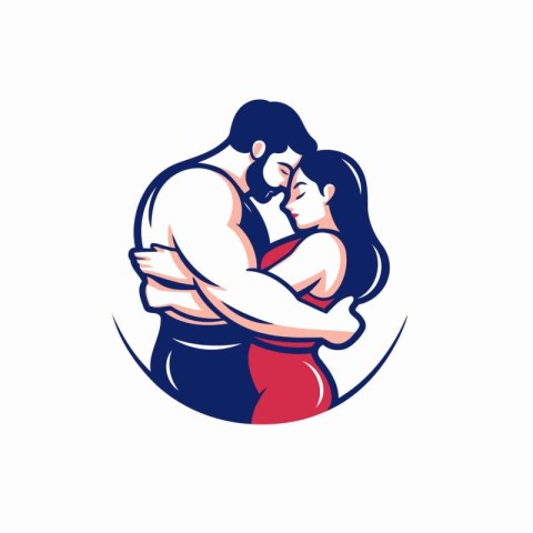 Vector illustration of a loving couple hugging each other. huggi