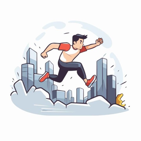 Running man. vector illustration in flat style. Athlete in sport