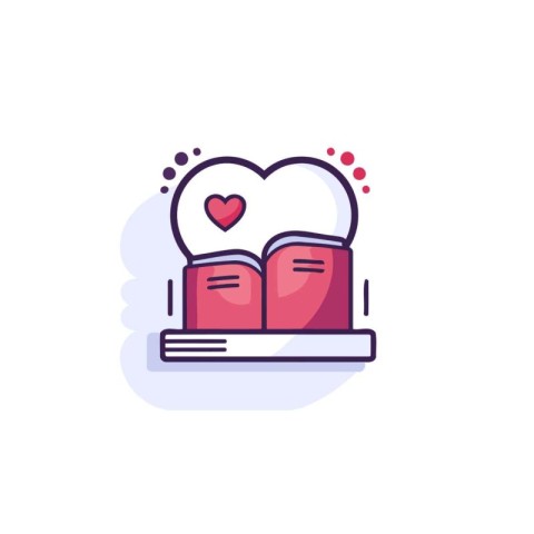 Love book vector icon in flat line style. Education and learning