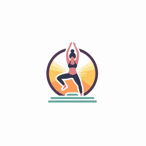 Yoga Pose Icon Logo Design Element. Yoga Practice Logo Template.