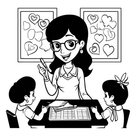 Teacher with kids design. School education learning knowledge st