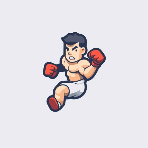 Vector illustration of kickboxer cartoon character design isolat